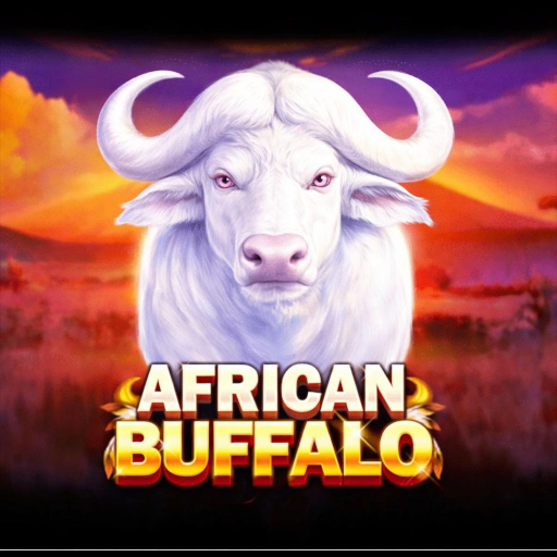 African Buffalo ကျွဲဂိမ်းတွင် အဖြူရောင်ကျွဲနှင့် Safari Game Theme ကို ဖော်ပြထားသော ပုံ